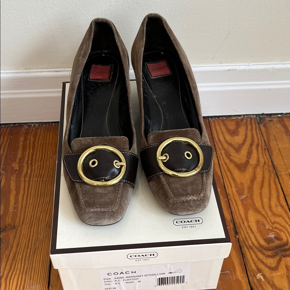 Coach Margaret suede and leather wedge size 8